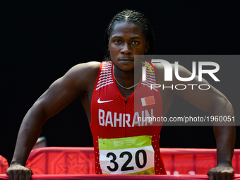 Andrew Fisher of Bahrain wins Men's 100m Qualification Round - Heat 4, during day five of Baku 2017 - 4th Islamic Solidarity Games at Baku O...