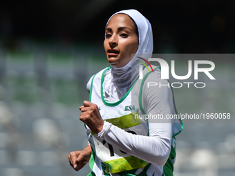 Miznah Alnassar of Saudi Arabia in action in Women's 800m Qualification race 1, during day five of Baku 2017 - 4th Islamic Solidarity Games...