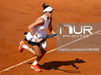Garbine Muguruza of Spain in action during the women's third round match against Julia Goerges of Germany on Day Five of the Internazionali...