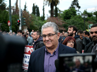 Dimitris Koutsoumpas, the General Secretary of the Communist Party during an anti-austerity demonstration during the voting on new austerity...
