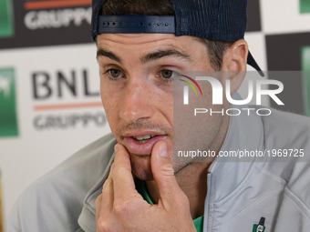 John Isner attends a press conference ahead of the Internazionali BNL d'Italia 2017 on May 20, 2017 in Rome, Italy. (