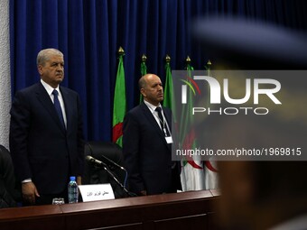 Prime Minister Abdelmalek Sellal (L) attends graduation ceremony for 40 students of the National School of Administration (ENA) in Algiers,...