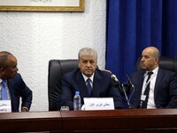 Prime Minister Abdelmalek Sellal (C) attends graduation ceremony for 40 students of the National School of Administration (ENA) in Algiers,...