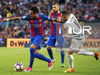 Neymar Jr. and Pena during La Liga match between F.C. Barcelona v S.D. Eibar, in Barcelona, on May 21, 2017.  (
