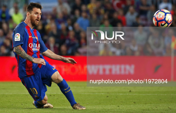 Leo Messi during La Liga match between F.C. Barcelona v S.D. Eibar, in Barcelona, on May 21, 2017.  