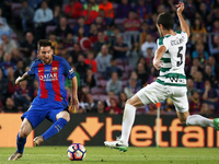 Leo Messi and Escalante during La Liga match between F.C. Barcelona v S.D. Eibar, in Barcelona, on May 21, 2017.  (