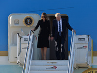 First Lady Melania Trump, refuse to touch Donald Trump's hand in Airport Fiumicino in  Rome on may 23, 2017 (