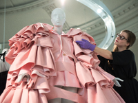Rei Kawakubo of Comme Des Garçons collaboration with Maison Balenciaga for AW16 of the very first ever UK exhibition of the fashion designer...