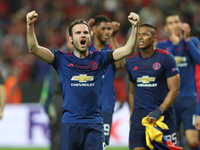 Juan Mata of Manchester United celebrates during the UEFA Europa League Final match between Ajax and Manchester United at Friends Arena on M...