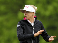 Pernilla Lindberg of Sweden walks on the second hole during the first round of the LPGA Volvik Championship at Travis Pointe Country Club, A...