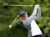 Bronte Law of Stockport, England tees off on the 11th tee during the first round of the LPGA Volvik Championship at Travis Pointe Country Cl...