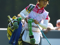caddie for Hideto Tanihara of Japen
during 1st Round for the 2017 BMW PGA Championship on the west Course at Wentworth on May 25, 2017 in Vi...