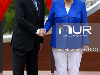 G7 Summit 2017 in Italy
The italian Prime Minister Paolo Gentiloni with the Germany Chancellor Angela Merkel during the welcome ceremony an...