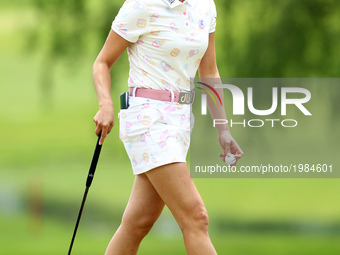 Jennifer Song of Ann Arbor, MI walks on the second green  during the second round of the LPGA Volvik Championship at Travis Pointe Country C...