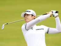Sung Hyun Park of Republic of Korea watches her fairway shot on the 18th hole during the second round of the LPGA Volvik Championship at Tra...