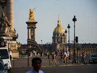 A view to the Invalides Army Museum in Paris, France on May 28, 2017. Much of French people and tourists enjoyed hot and sunny weather with...