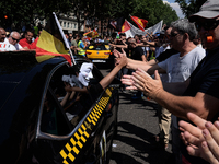 Belgian taxi drivers during a protest by a Spanish taxi drivers in Madrid.
 (