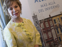 Chilean writer, Isabel Allende arrives to present her book 'Mas alla del invierno' in Madrid on June 5, 2017. (