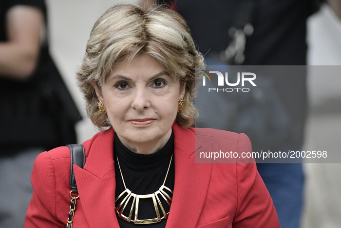 Attorney Gloria Allred arrives at the Montgomery County Courthouse for the start day of the sexual assault trail in Norristown, Pennsylvania...