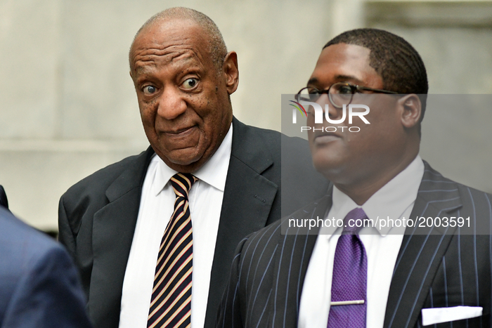 Actor Bill Cosby departs after the first day of the sexual assault trial against him, at Montgomery County Courthouse, in Norristown, Pennsy...