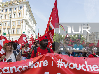 CGIL, Italian trade union, calls for a demonstration to protest against the reintroduction of a new type of work 'voucher' system, coupons t...