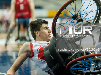Players on the field during the basketball game - Great Britain vs Turkey final game at 2017 Men’s U23 World Wheelchair Basketball Champions...
