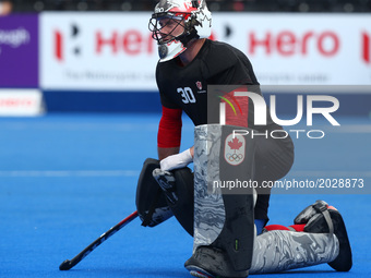 David Carter of Canada
 during The Men's Hockey World League Semi-Final 2017 Group B match between Canada and India The Lee Valley Hockey an...