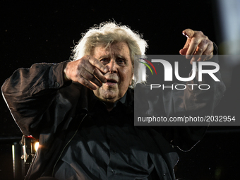 Mikis Theodorakis conducting himself at his probably last concert in Athens Kallimarmaron Stadium, in Athens on June 19., 2017(