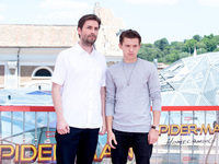 Director Jon Watts and the actor Tom Holland attend the 'Spider-Man : Homecoming' photocall at Zuma on June 20, 2017 in Rome, Italy. (