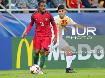 Renato Sanches (POR), Marco Asensio (ESP),during their UEFA European Under-21 Championship match against Portugal on June 20, 2017 in Gdynia...