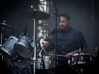 Zach Lind of the american rock band Jimmy Eat World   pictured on stage as they performs at Ippodromo San Siro in Milan, Italy on 21th June...