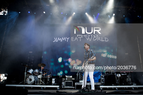 The american rock band Jimmy Eat World   pictured on stage as they perform at Ippodromo San Siro in Milan, Italy on 21th June 2017. 