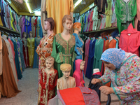 A shop with dresses for people making their purchases ahead of Laylat al-Qadr celebrations in Rabat, Morocco, on 21 June 2017.  
Laylat al-Q...