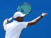 Donald Young (USA) against Viktor Troicki SRB during Round Two match on the third day of the ATP Aegon Championships at the Queen's Club in...
