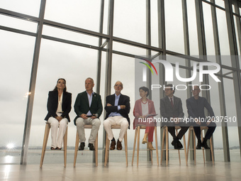 Press conference with the artists and architect who designed the Botin Center for Arts and Culture to open Friday, June 23 in Santander from...