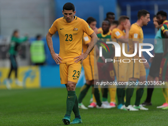 Tommy Rogic of the Australia national football team reacts during the 2017 FIFA Confederations Cup match, first stage - Group B between Came...