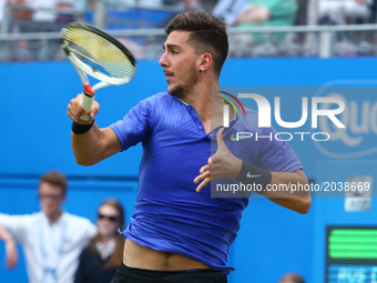 Thanasi Kokkinakis (AUS) against Daniil Medvedev (RUS) during Men's Singles Round Two match on the fourth day of the ATP Aegon Championships...
