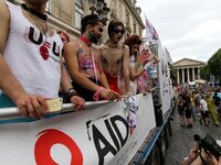 Costumed participants take part in the annual Gay Pride homosexual, bisexual and transgender visibility march on June 24, 2017 in Paris. (