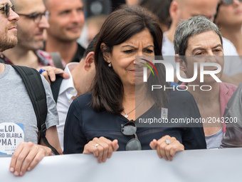 Paris' Mayor Anne Hidalgo march during Gay Pride 2015 in Paris, on June 24th 2017. 2017 marks the 40th anniversary of the first Gay Pride Ma...
