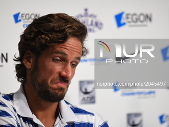 AEGON Championships winner, Feliciano Lopez of Spain holds a press conference after winning the finals against Marin Cilic of Croatia at the...