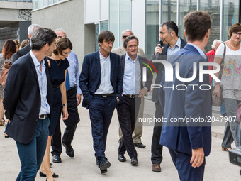 French Minister of Ecological and Inclusive Transition Nicolas Hulot visits the new district of Confluence in Lyon on June 26, 2017.  (