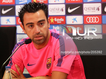 BARCELONA-SPAIN -05 August: Xavi Hernandez announced in press conference he leaves the spanish national team, after the FC Barcelona trainin...