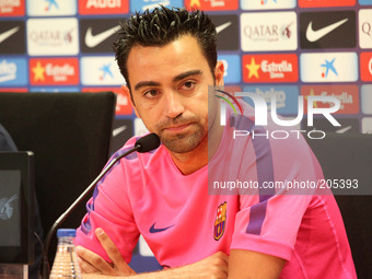 BARCELONA-SPAIN -05 August: Xavi Hernandez announced in press conference he leaves the spanish national team, after the FC Barcelona trainin...