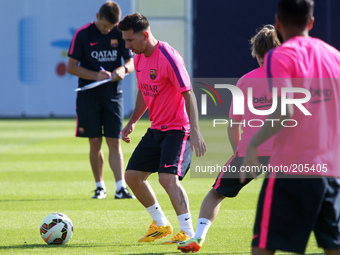 BARCELONA-SPAIN -05 August: Leo Messi in FC Barcelona training in the field of La Masia, the August 5, 2014. Photo: Joan Valls / Urbanandspo...