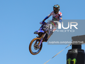 Romain Febvre #461 (FRA) in Yamaha of Monster Energy Yamaha Factory MXGP Team in action during the Warm-up MXGP World Championship 2017 Race...