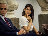 Virginia Raggi,Daniele Frongia attend the presentation to the press 'Rome Half Marathon Via Pacis' ,event promoted by Roma Capitale and the...