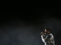 Canadian band The Weeknd perform at the NOS Alive music festival in Lisbon, Portugal, on July 6, 2017. The NOS Alive music festival runs fro...