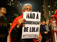 Protesters protest against the conviction of former president Luiz Inacio Lula da Silva (PT) on Avenida Paulista, central region of São Paul...