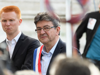 La France Insoumise (LFI) leftist party's parliamentary group president Jean-Luc Melenchon attends a demonstration against the French govern...