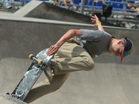 Kamil Karwowski during the final of Skateboarding competition of Carpatia Extreme Festival 2017, in Rzeszow.
On Sunday, July 16, 2017, in Rz...